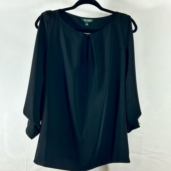 Lauren Ralph Lauren Tops - EUC Lauren Ralph Lauren | Women's Black Dress Blouse SZ. SP Sheer